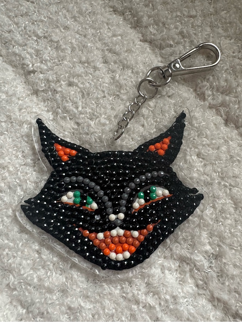 Black Cat Beaded Keychain